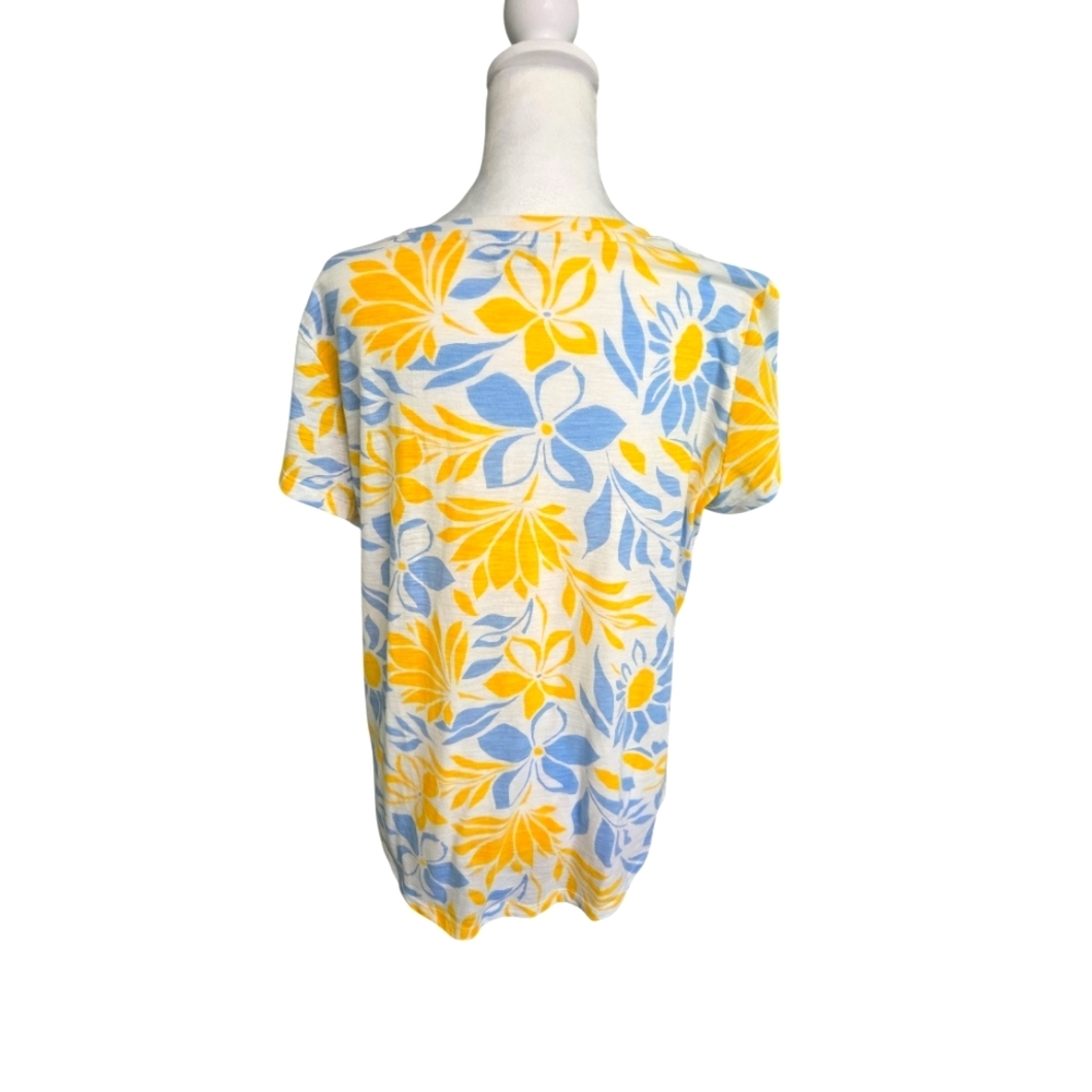 Liz Claiborne Floral Short Sleeve Top - Blue and Orange - Picture 3 of 7